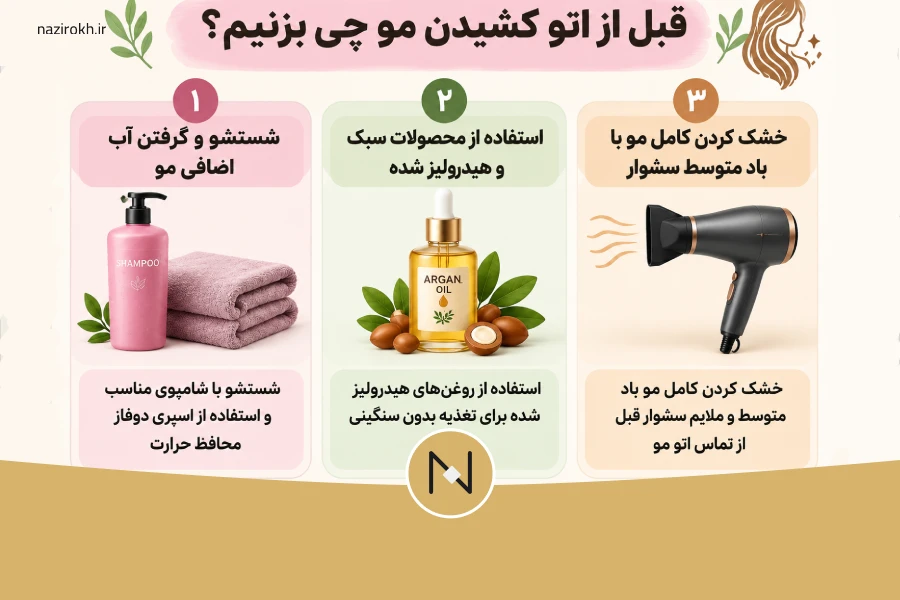قبل از اتو کشیدن مو چی بزنیم