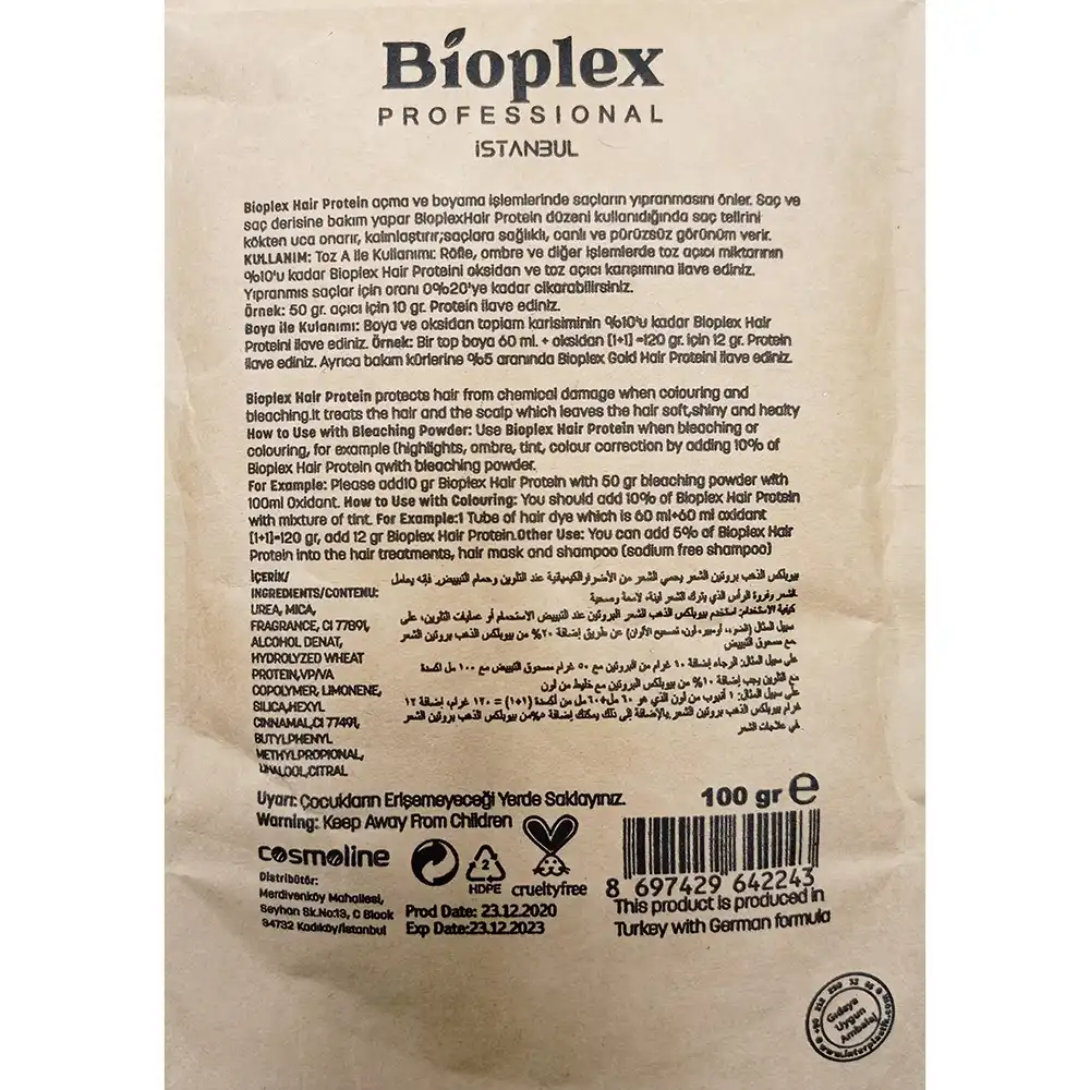 پودر پروتئین مو طلایی بیوپلکس Bioplex حجم 100 گرمی