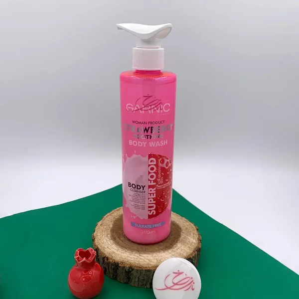 شامپو بدن پوست حساس توت فرنگی گارنیک صورتی 300 میل