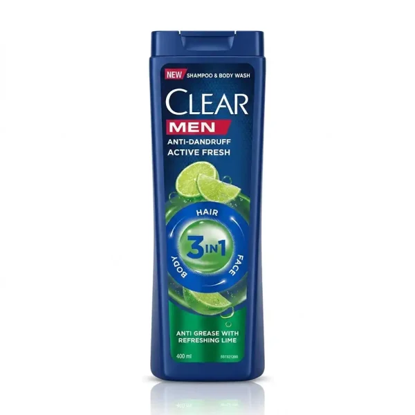 شامپو ۳ کاره کلیر مردانه آبی مدل Active Fresh حجم 400 میلی لیتری