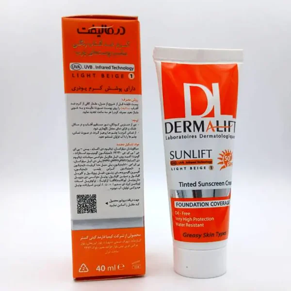 کرم ضد آفتاب SPF50 رنگی درمالیفت مدل Sunlift (بژ روشن) 40 میلی لیتری