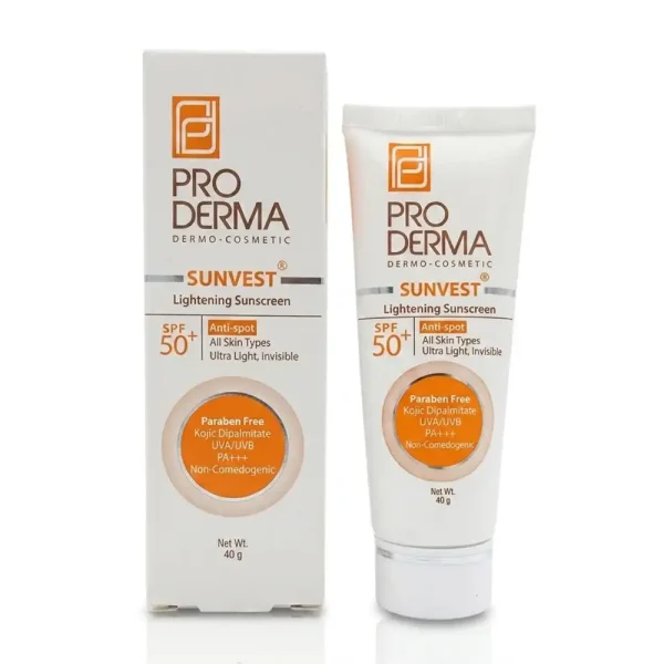 کرم ضد آفتاب SPF 50+ پرودرما بی رنگ انواع پوست 40 گرمی