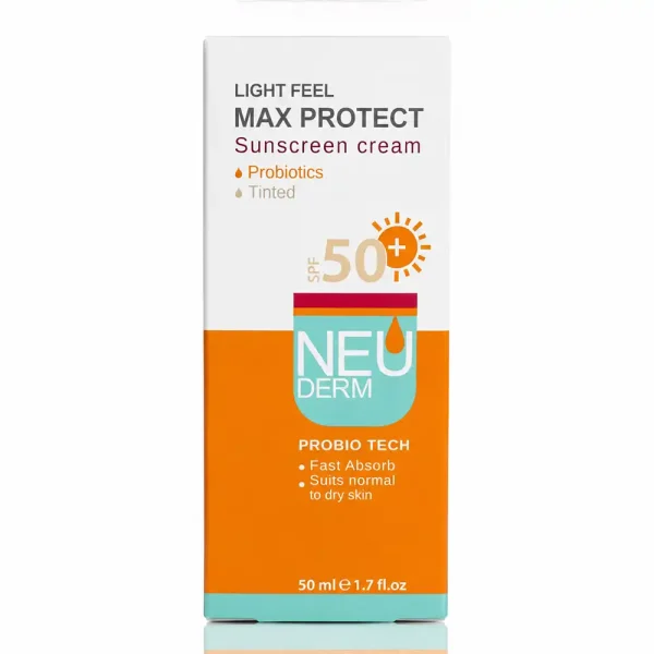 ضد آفتاب SPF50 رنگ لایت فیل مکس پروتکت نئودرم انواع پوست 50 میلی لیتری