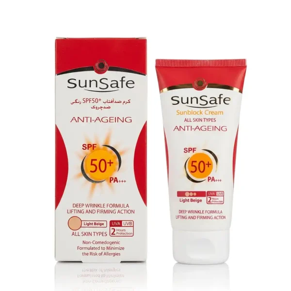 ضدآفتاب SPF50 سان سیف بژ روشن ضد چروک 50 گرمی