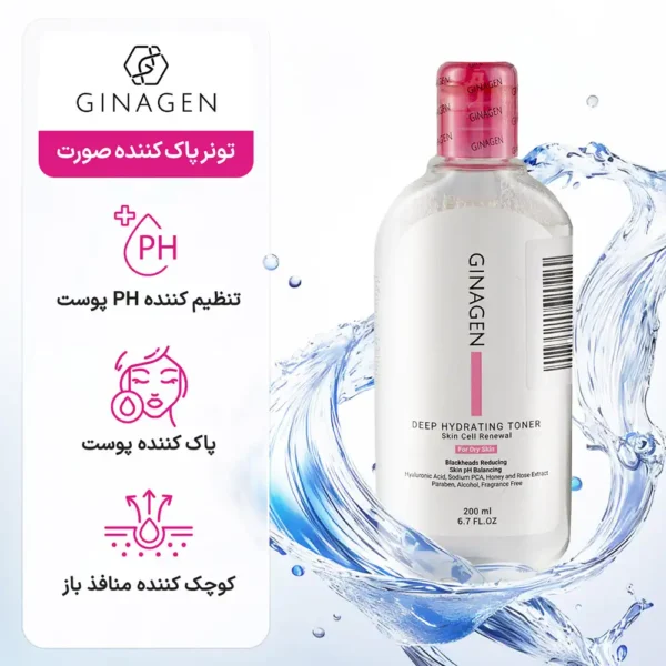 تونر رطوبت‌رسان عمیق ژیناژن مخصوص پوست خشک 200 میلی لیتری