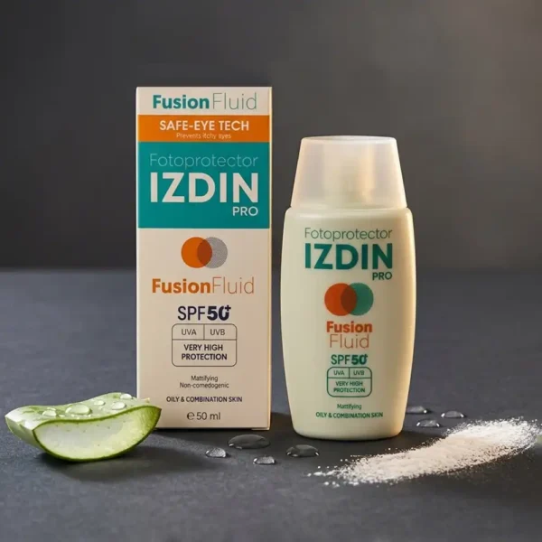 ضدآفتاب SPF50 فلوئید مات‌کننده ایزدین پرو پوست چرب و جوش‌دار 50 میلی لیتری