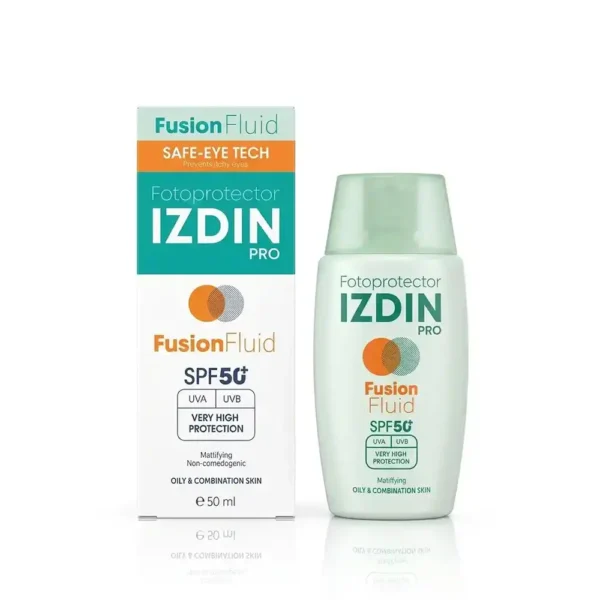 ضدآفتاب SPF50 فلوئید مات‌کننده ایزدین پرو پوست چرب و جوش‌دار 50 میلی لیتری