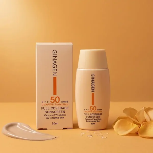 کرم ضدآفتاب SPF50 رنگی ژیناژن پوست خشک و نرمال کد 2 50 میلی لیتری