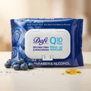 دستمال مرطوب پاک کننده آرایش دافی Q10 بلوبری ۵۰ عددی